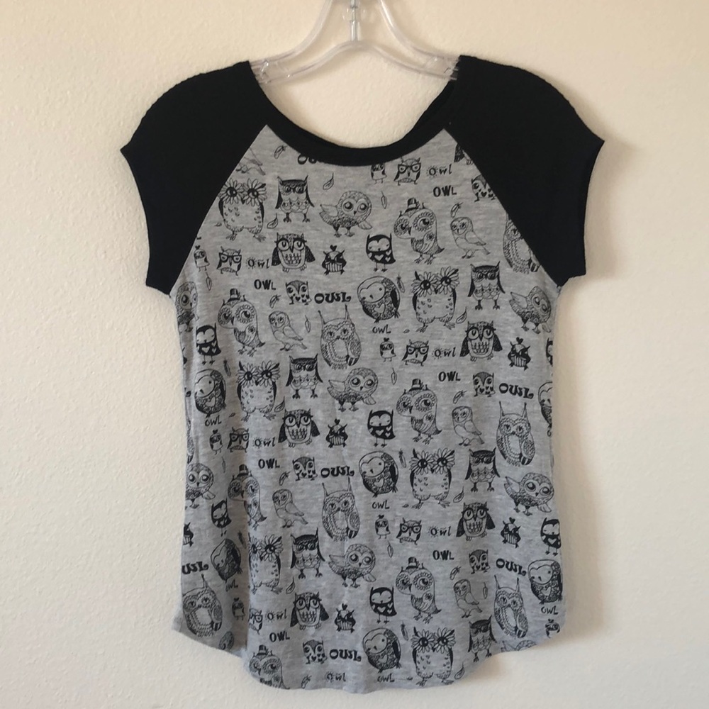 OBOE Owls Top Black and Gray Size S